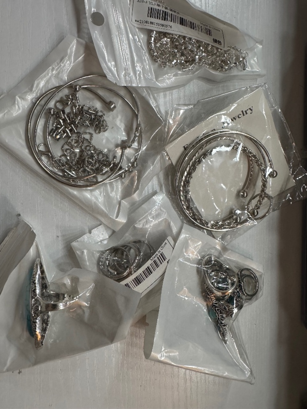 Silver Tone Fashion Jewelry Lot Rings Bracelets Turquoise Statement Pieces
